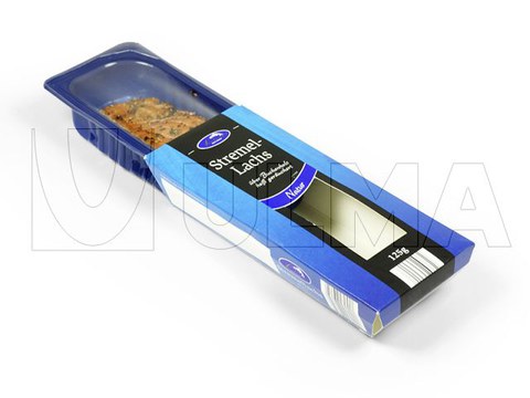 Termoform makinede pişmiş somon paketleme