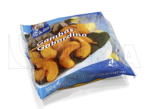 Dikey makinede kızarmış jumbo karides paketleme