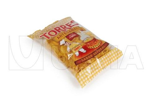 Dikey makinede modifiye atmosferde (MAP) BOPP ya da lamine filmle atıştırmalık paketleme.