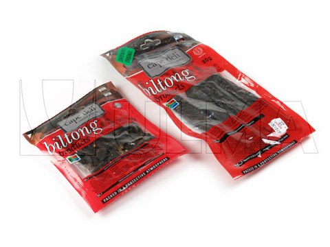 Termoform makinede yumuşak alt filmle modifiye atmosferde (MAP) kurutulmuş et paketleme