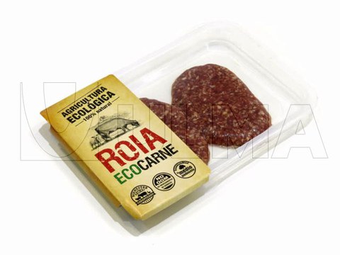 Hazır tabak kapama makinesinde skin filmle  hamburger köftesi paketleme