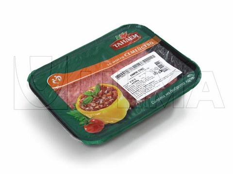 Hazır tabak kapama makinesinde modifiye atmosferde (MAP) kıyma paketleme