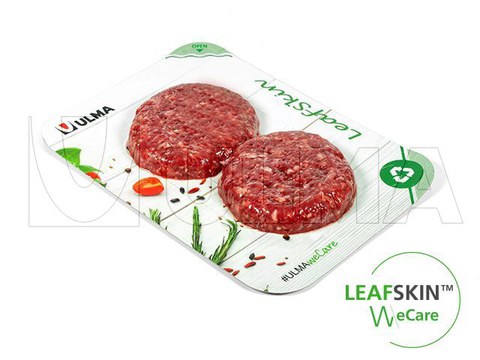 Hazır tabak kapama makinesinde sürdürülebilir bir çözüm olan LeafSkin(TM) ile hamburger paketleme