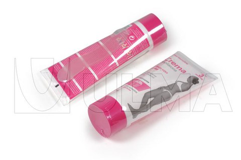 Poliolefin filmli plastik spatula ile tüy dökücü krem kabının paketlenemsi