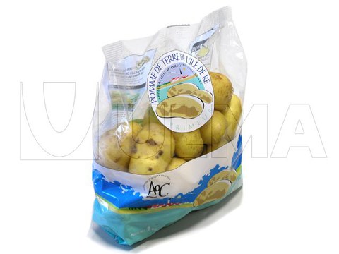 Dikey makinede altı düz yastık tipi pakette patates paketleme
