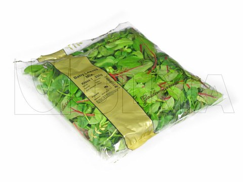 Dikey makinede modifiye atmosferde (MAP) BOPP filmle ıspanak ve roka yaprakları paketleme