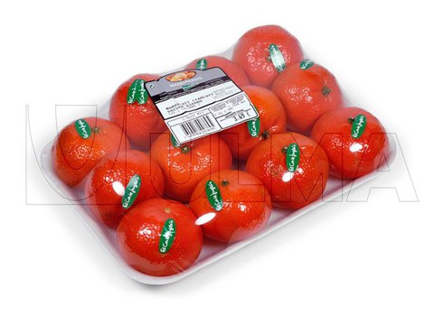 Streç filmle tabakata mandalina paketleme