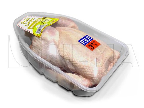 Hazır tabak kapama makinesinde modifiye atmosferde (MAP) bütün tavuk paketleme