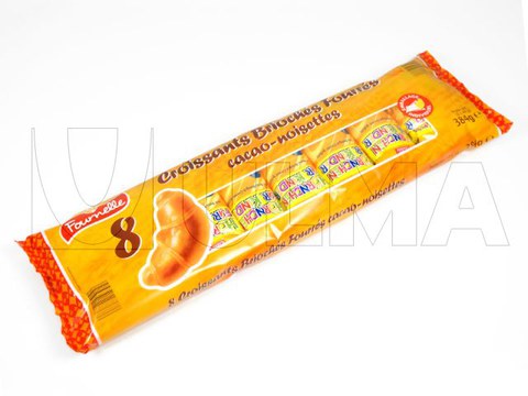 Flowpack makinede çikolatalı kuruvasan paketleme