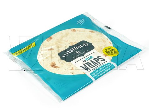 Flowpack makinede (HFFS) modifiye atmosferde yapışkan şeritli tekrar kapanabilir pakette tortilla paketleme